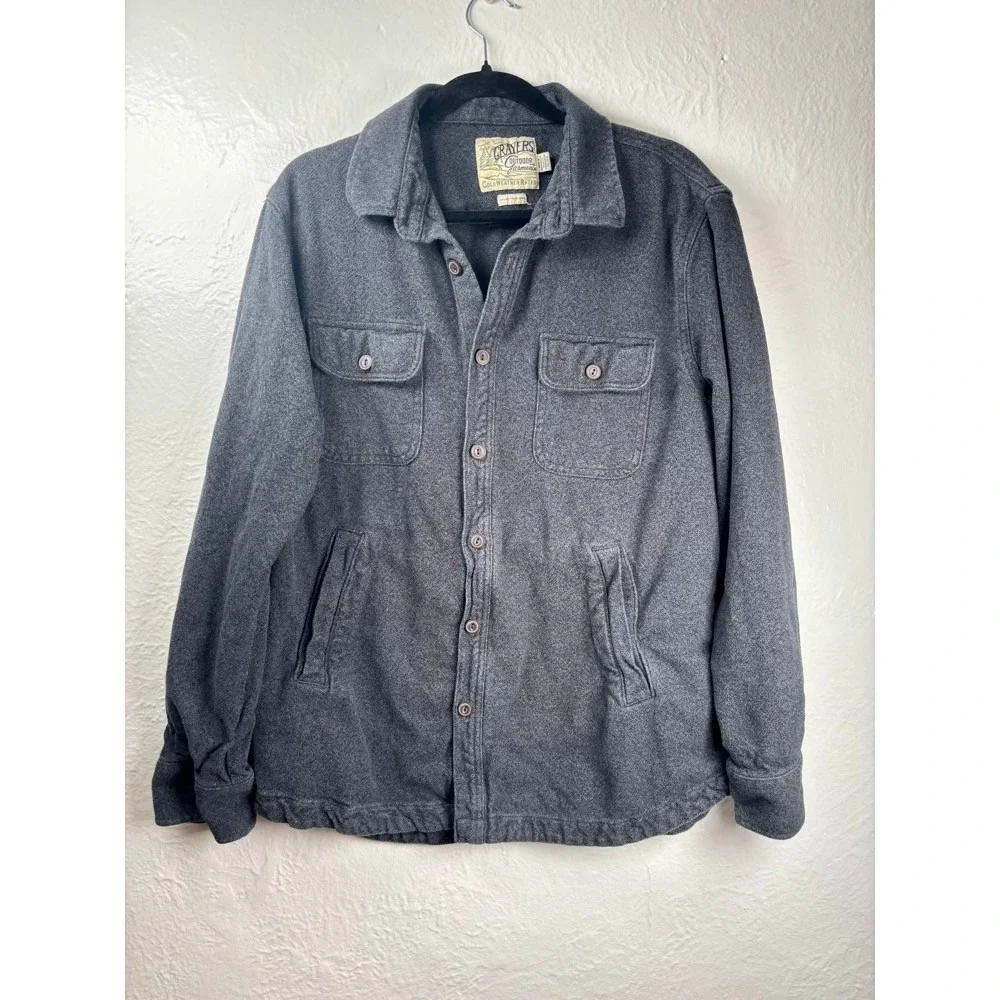 Grayers Shirt Jacket Mens XL Gray Cotton Flannel Shacket Outdoor Heritage Rugged